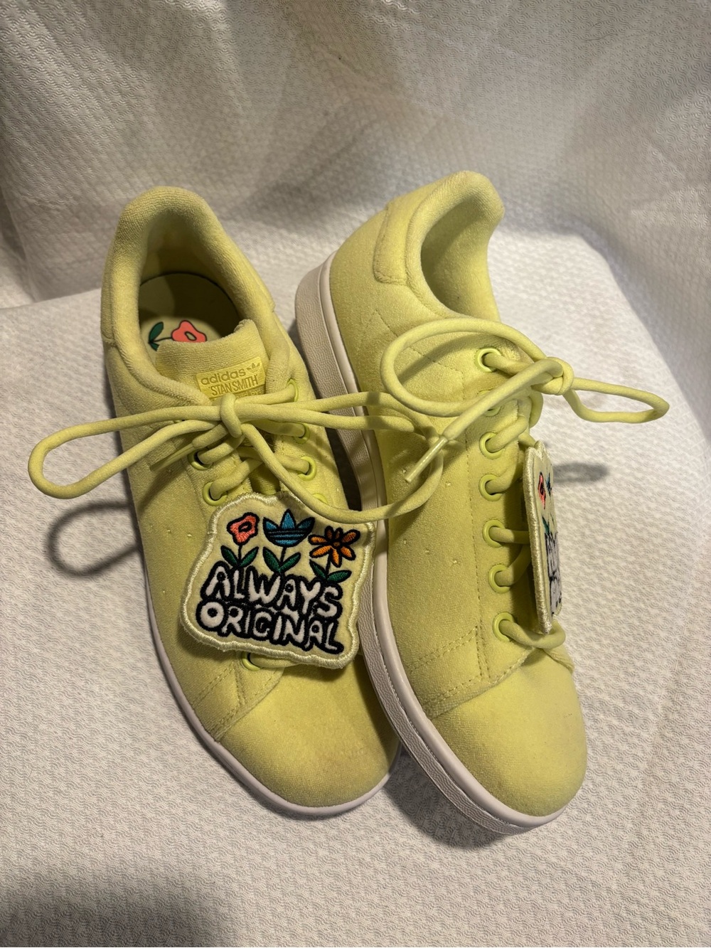 Adidas Stan Smith Always Original Yellow Floral Patch Sneakers Women’s 8